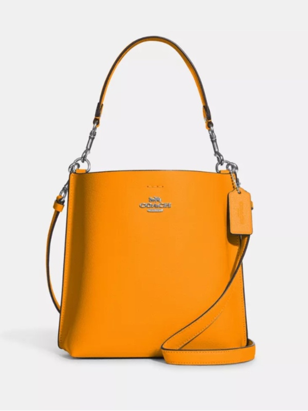 Coach Mollie Bucket Bag 22 Papaya Orange Leather Crossbody Purse
